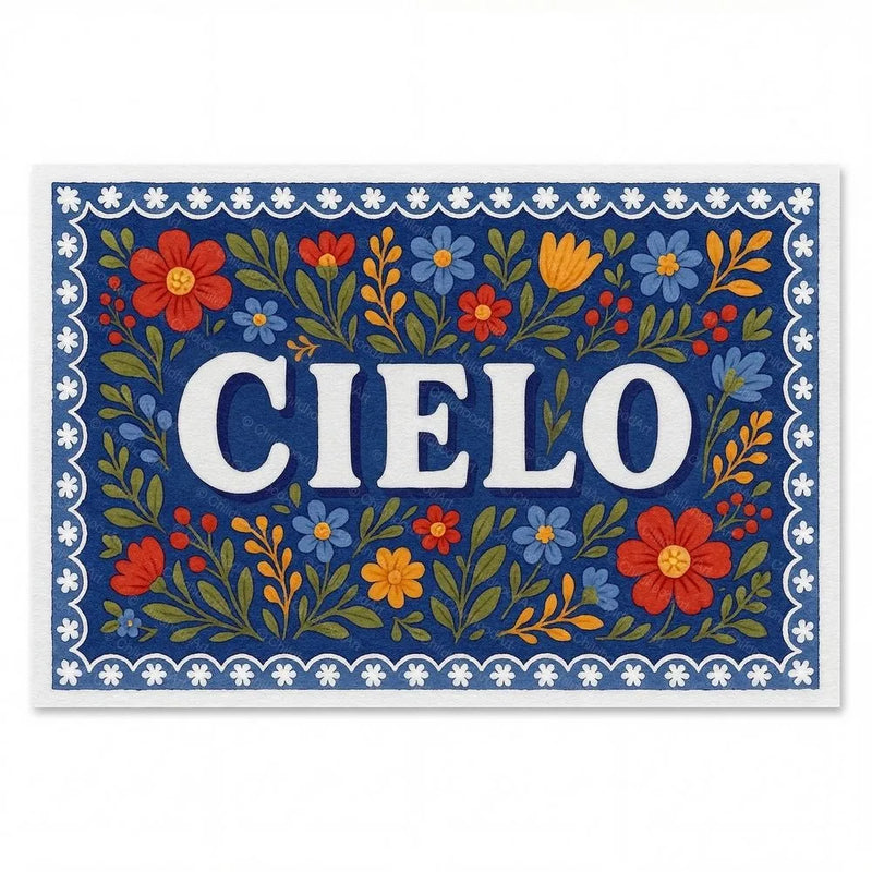 Cielo Name Art - Floral Farmhouse personalized wall print for kids