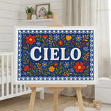 Cielo Name Art - Floral Farmhouse personalized wall print for kids