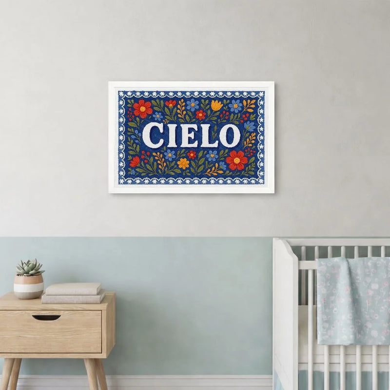 Cielo Name Art - Floral Farmhouse personalized wall print for kids