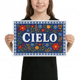 Cielo Name Art - Floral Farmhouse personalized wall print for kids