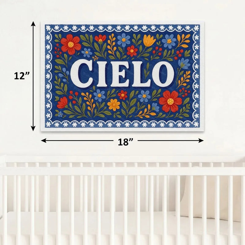 Cielo Name Art - Floral Farmhouse personalized wall print for kids