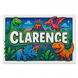 Clarence Name Art - Dinosaur Adventure personalized wall print for kids