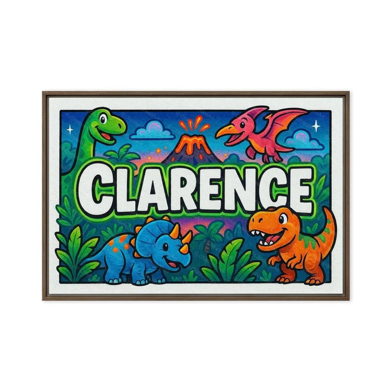 Clarence Name Art - Dinosaur Adventure personalized wall print for kids