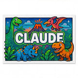 Claude Name Art - Dinosaur Adventure personalized wall print for kids