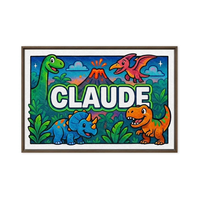 Claude Name Art - Dinosaur Adventure personalized wall print for kids