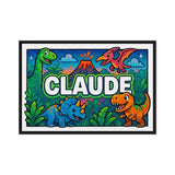Claude Name Art - Dinosaur Adventure personalized wall print for kids