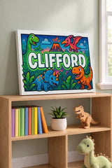 Clifford Name Art - Dinosaur Adventure personalized wall print for kids