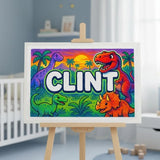 Clint Name Art - Dinosaur Adventure personalized wall print for kids