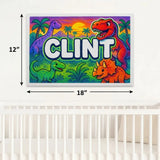 Clint Name Art - Dinosaur Adventure personalized wall print for kids