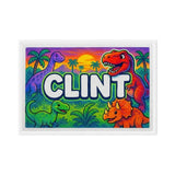 Clint Name Art - Dinosaur Adventure personalized wall print for kids