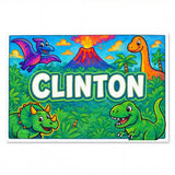 Clinton Name Art - Dinosaur Adventure personalized wall print for kids