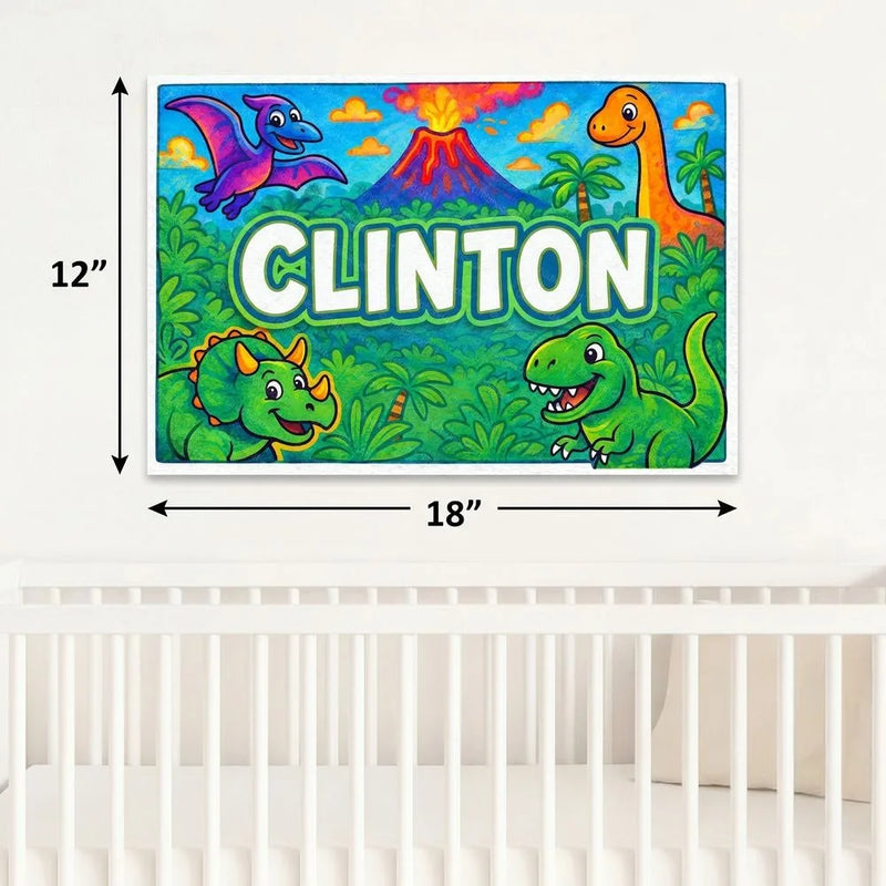 Clinton Name Art - Dinosaur Adventure personalized wall print for kids