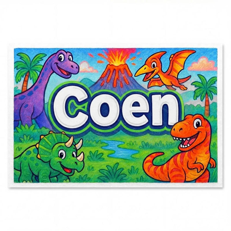Coen Name Art - Dinosaur Adventure personalized wall print for kids