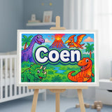 Coen Name Art - Dinosaur Adventure personalized wall print for kids