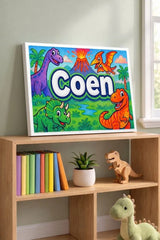 Coen Name Art - Dinosaur Adventure personalized wall print for kids