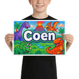 Coen Name Art - Dinosaur Adventure personalized wall print for kids