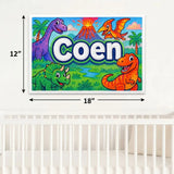 Coen Name Art - Dinosaur Adventure personalized wall print for kids