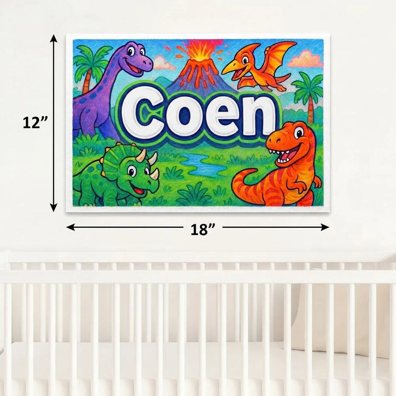 Coen Name Art - Dinosaur Adventure personalized wall print for kids