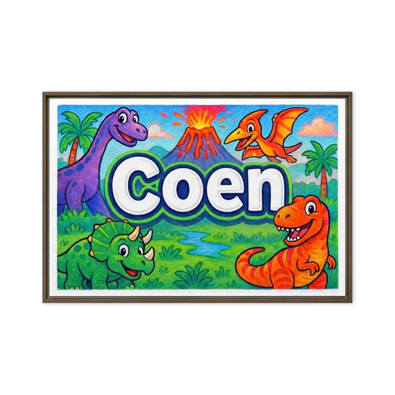 Coen Name Art - Dinosaur Adventure personalized wall print for kids