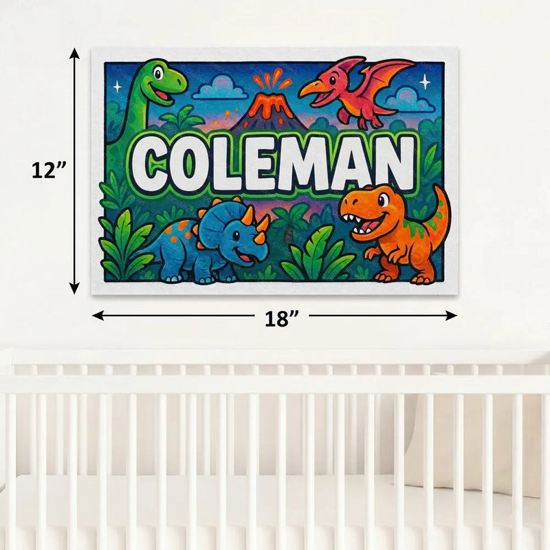 Coleman Name Art - Dinosaur Adventure personalized wall print for kids