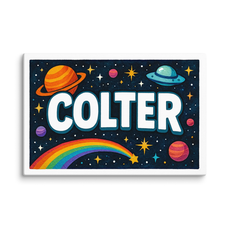 Colter Name Art - Space Explorers personalized wall print for kids