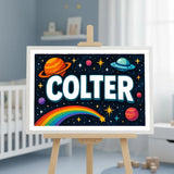 Colter Name Art - Space Explorers personalized wall print for kids