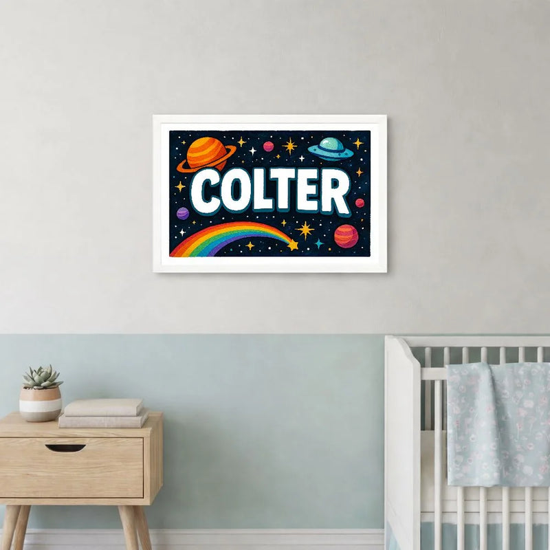 Colter Name Art - Space Explorers personalized wall print for kids