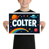 Colter Name Art - Space Explorers personalized wall print for kids