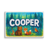Cooper Name Art - Forest Friends personalized wall print for kids