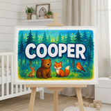 Cooper Name Art - Forest Friends personalized wall print for kids