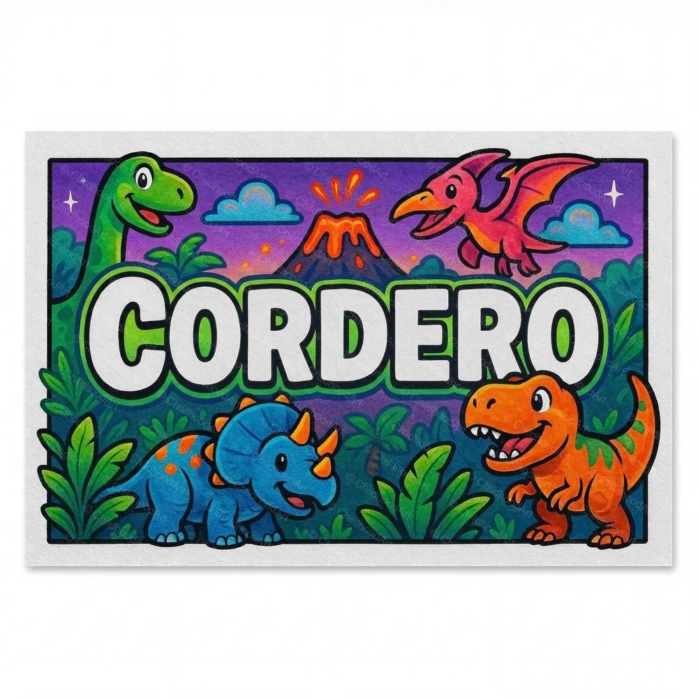 Cordero Name Art - Dinosaur Adventure Personalized Wall Art