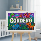 Cordero Name Art - Dinosaur Adventure personalized wall print for kids