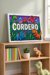 Cordero Name Art - Dinosaur Adventure personalized wall print for kids