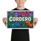Cordero Name Art - Dinosaur Adventure personalized wall print for kids