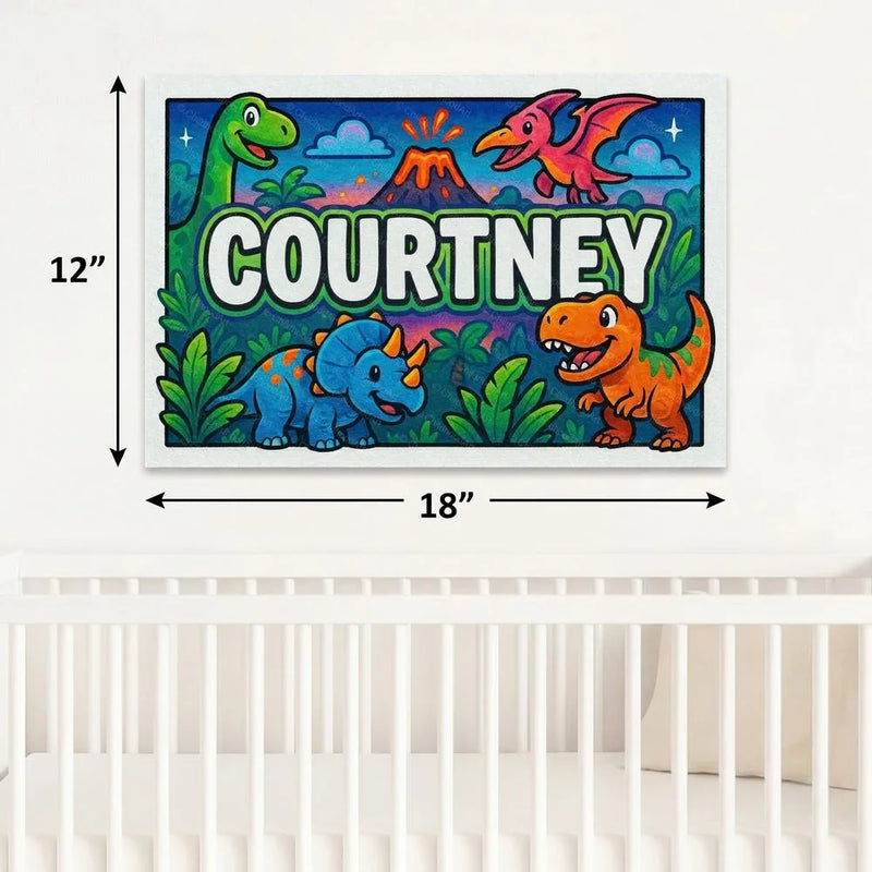 Courtney Name Art - Dinosaur Adventure personalized wall print for kids