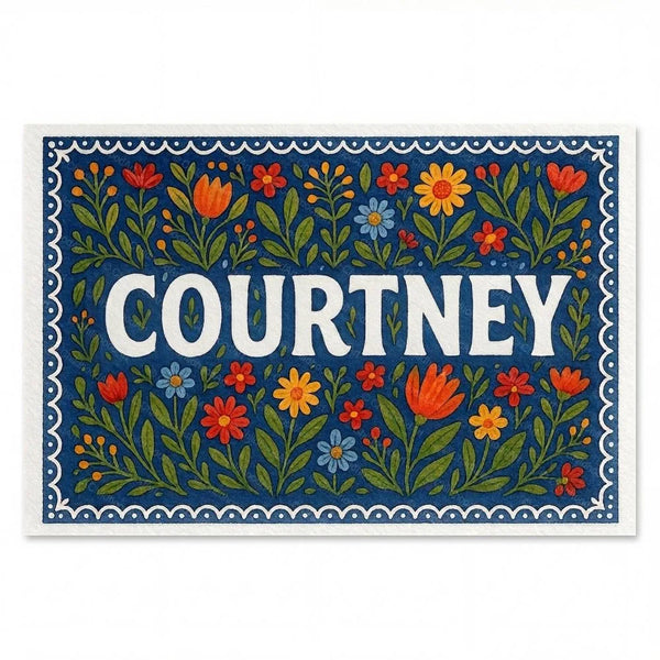Courtney Name Art - Floral Farmhouse Personalized Wall Art