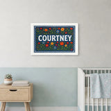 Courtney Name Art - Floral Farmhouse personalized wall print for kids