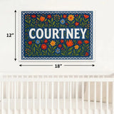 Courtney Name Art - Floral Farmhouse personalized wall print for kids