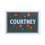 Courtney Name Art - Floral Farmhouse personalized wall print for kids