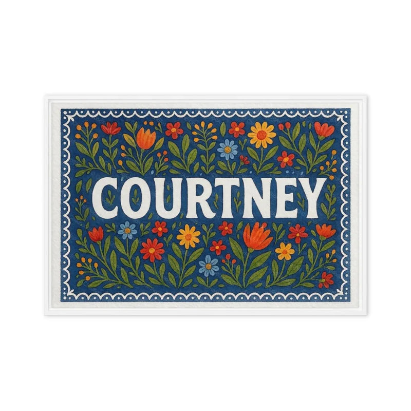 Courtney Name Art - Floral Farmhouse personalized wall print for kids