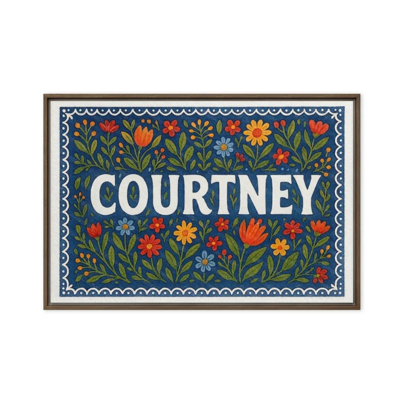 Courtney Name Art - Floral Farmhouse personalized wall print for kids