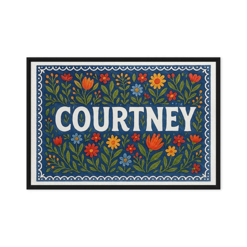 Courtney Name Art - Floral Farmhouse personalized wall print for kids