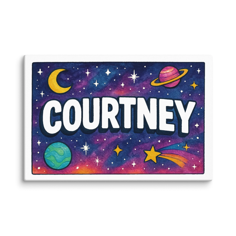 Courtney Name Art - Space Explorers personalized wall print for kids
