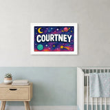 Courtney Name Art - Space Explorers personalized wall print for kids
