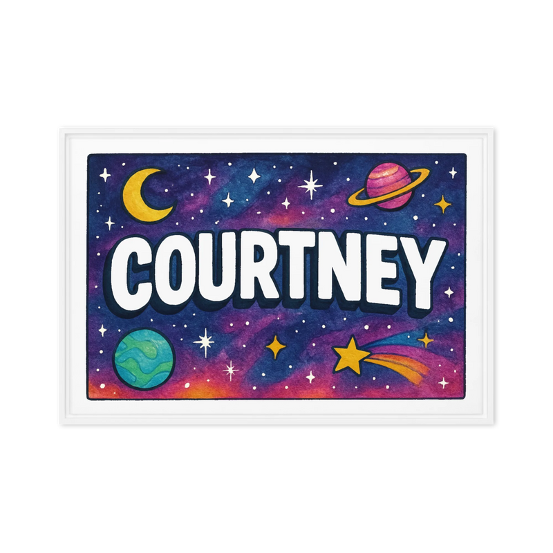 Courtney Name Art - Space Explorers personalized wall print for kids
