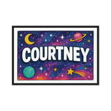 Courtney Name Art - Space Explorers personalized wall print for kids