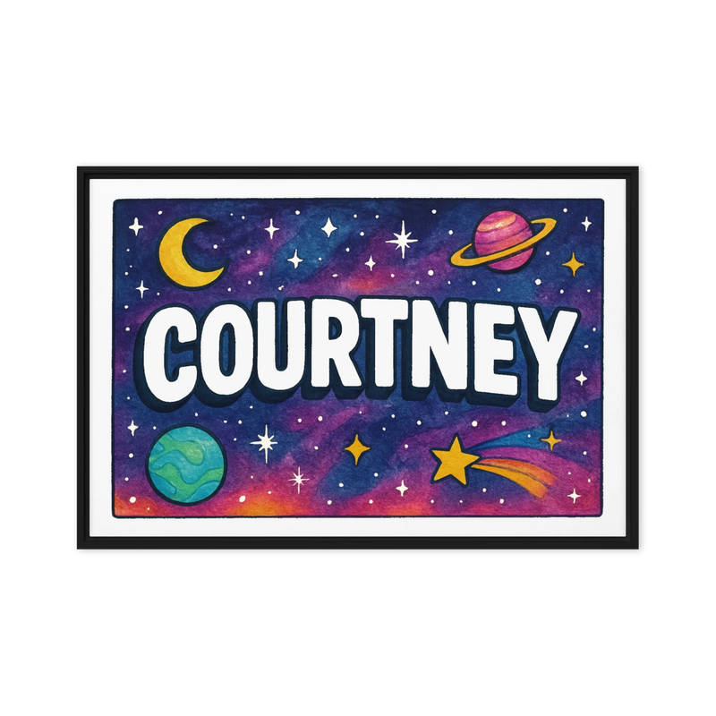 Courtney Name Art - Space Explorers personalized wall print for kids