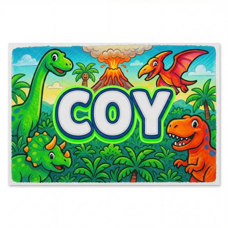 Coy Name Art - Dinosaur Adventure personalized wall print for kids