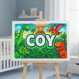 Coy Name Art - Dinosaur Adventure personalized wall print for kids
