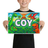 Coy Name Art - Dinosaur Adventure personalized wall print for kids